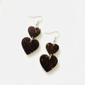Pieni Sydän Chain Earrings – Coconut Shell Double Heart Dangles