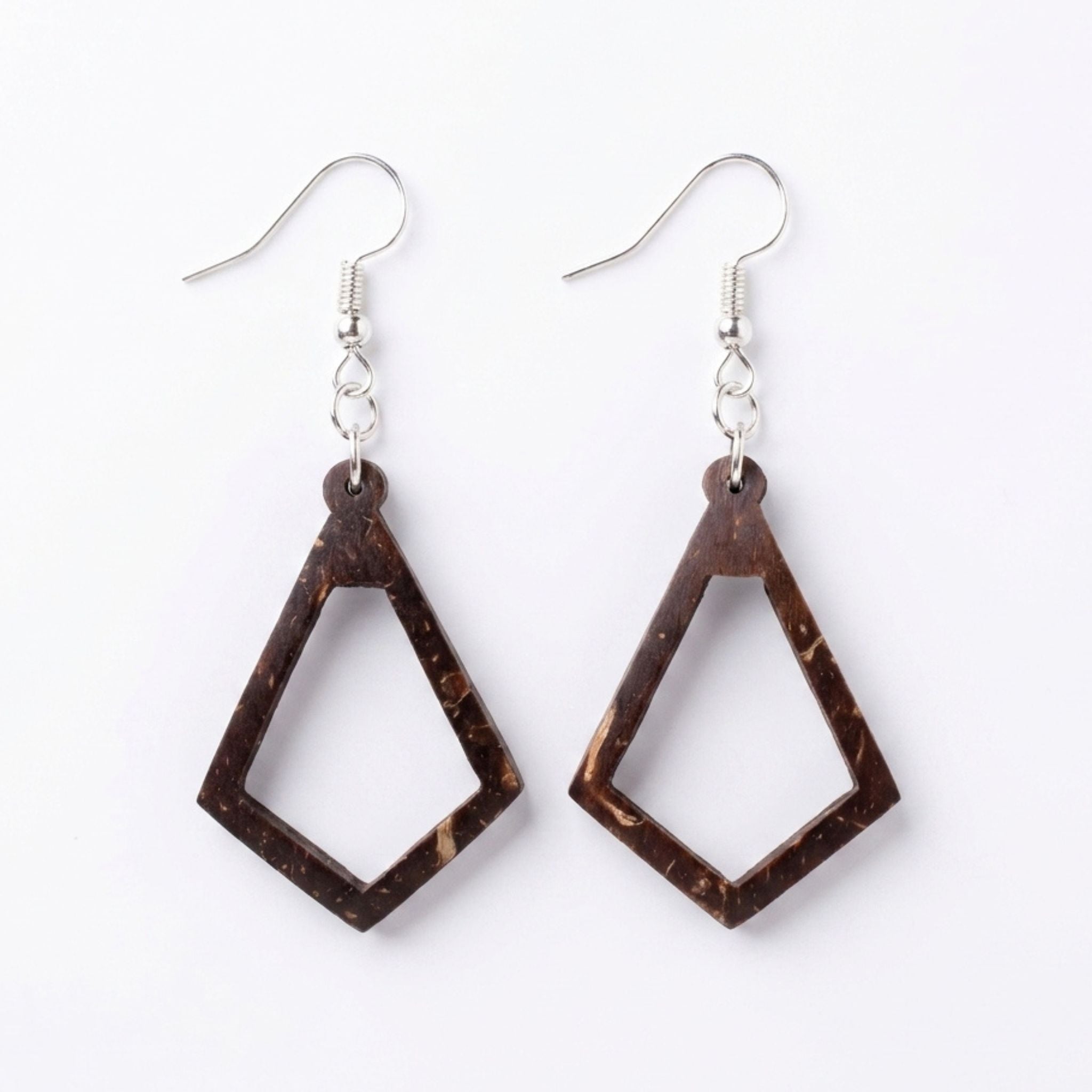 Timantti Earrings – Coconut Shell Open Diamond Dangle Earrings