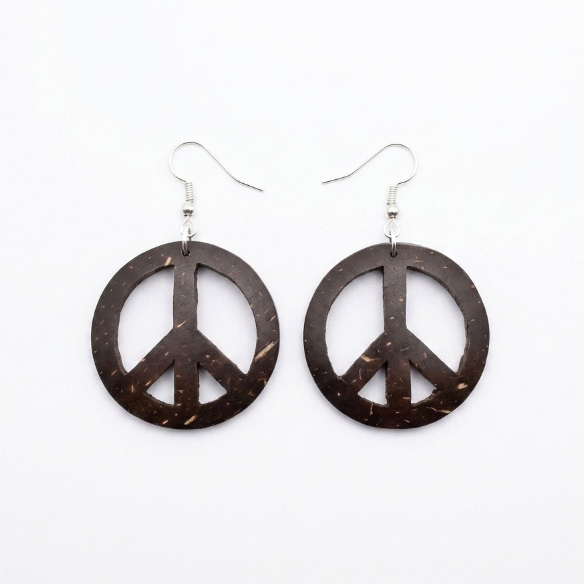 Rauha Earrings – Coconut Shell Peace Sign Earrings