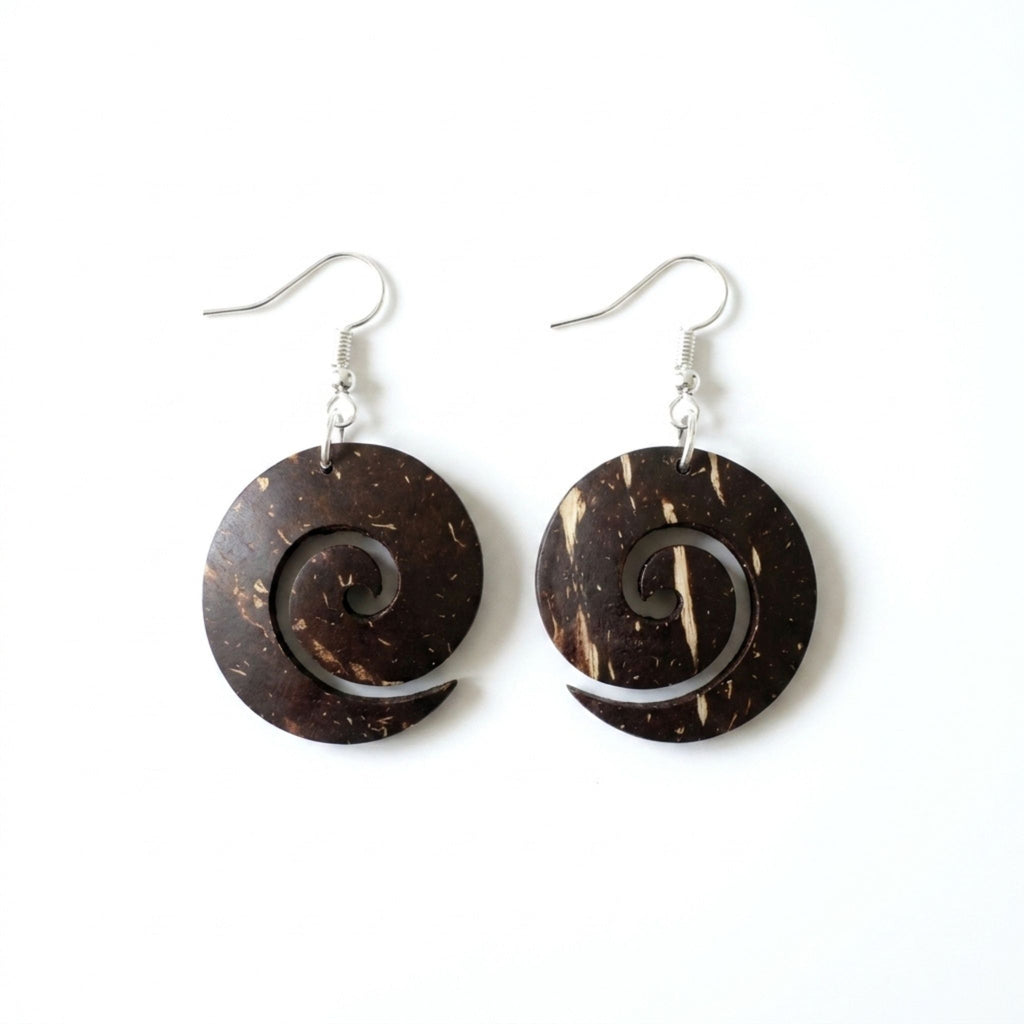 Kierre Earrings – Coconut Shell Spiral Cutout Earrings