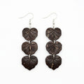 Sydänlehti Chain Earrings – Coconut Shell Heart Leaf Dangles