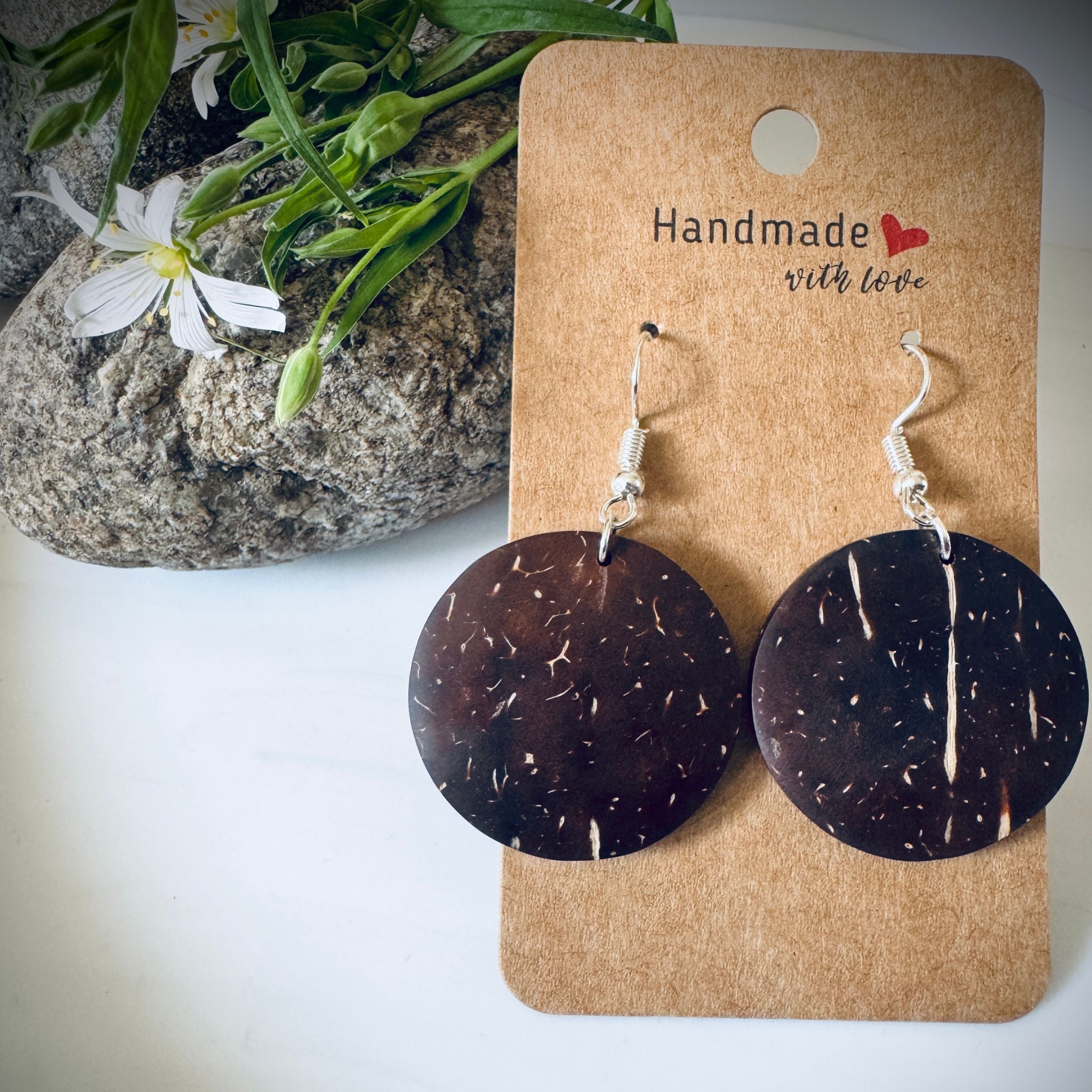 Coconut Shell Round Earrings