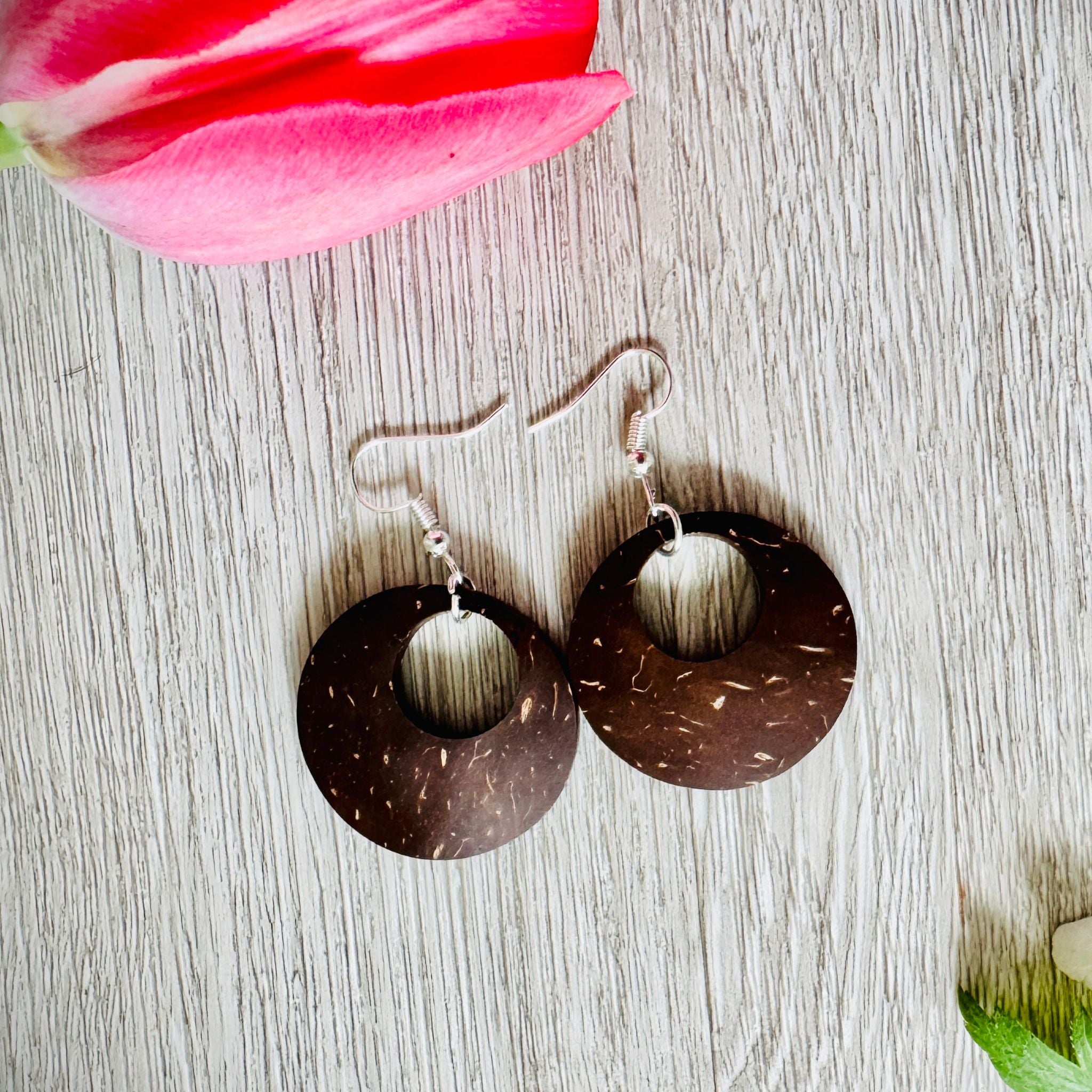 Halo Coco Hoops – Coconut Shell Open Circle Earrings