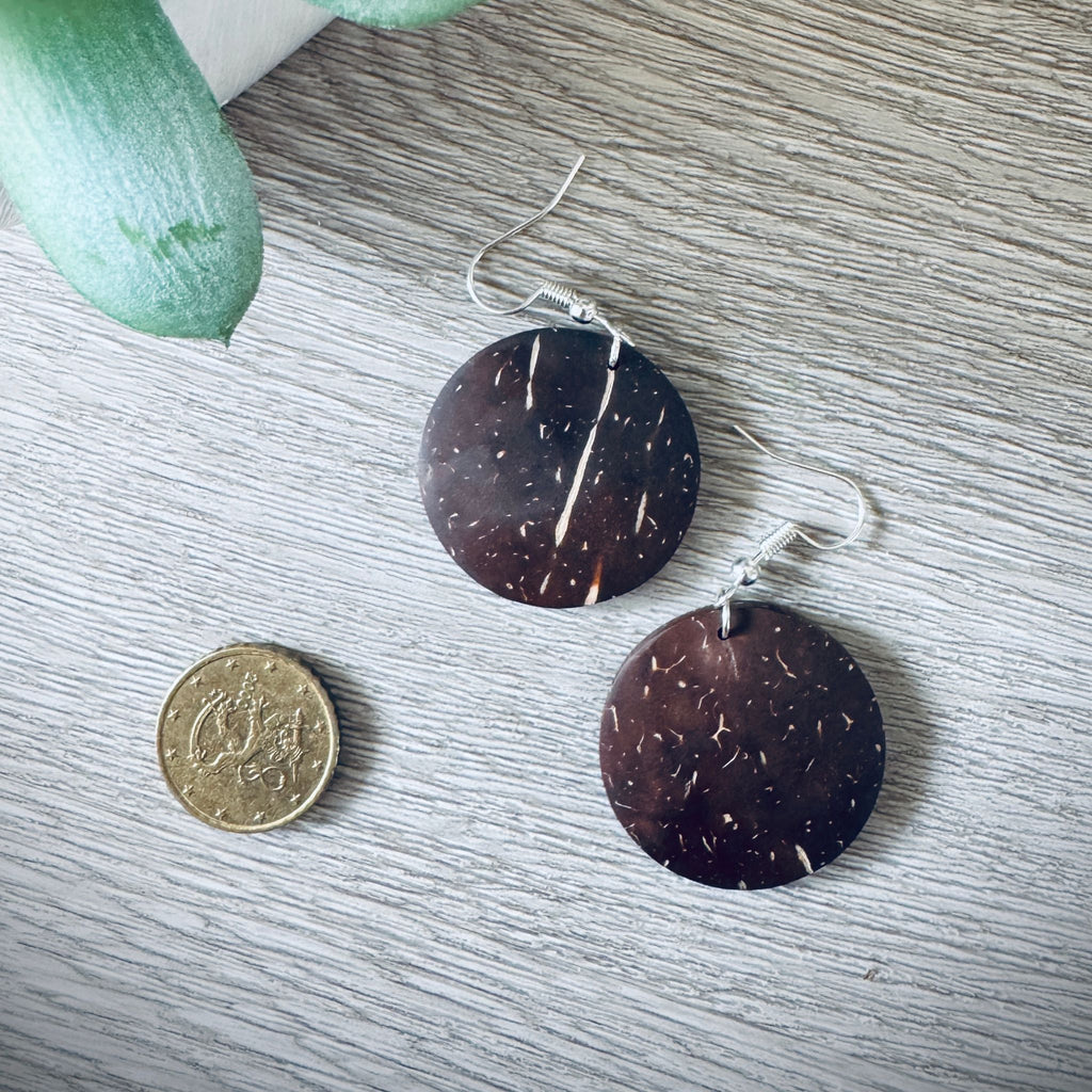 Coconut Shell Round Earrings