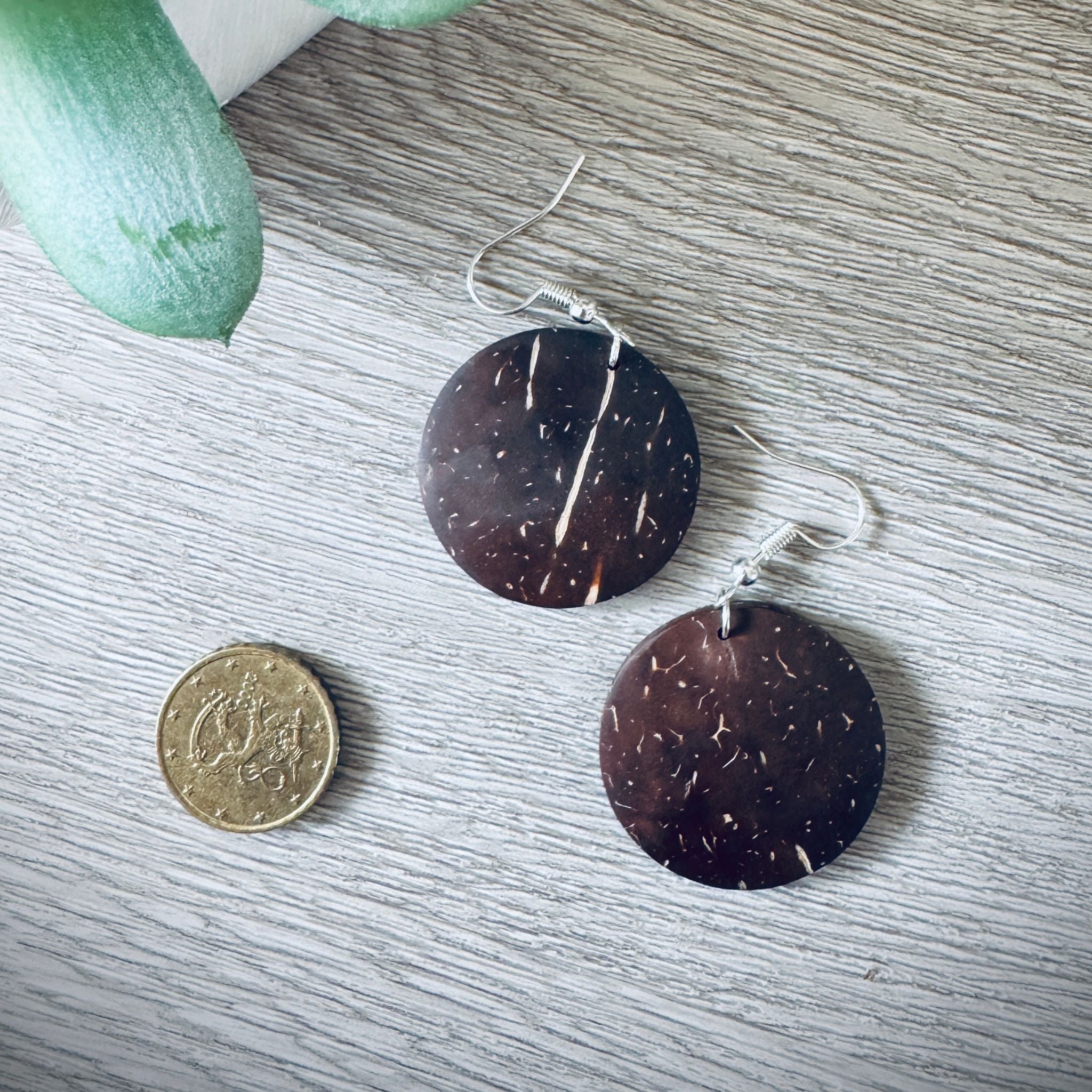 Coconut Shell Round Earrings