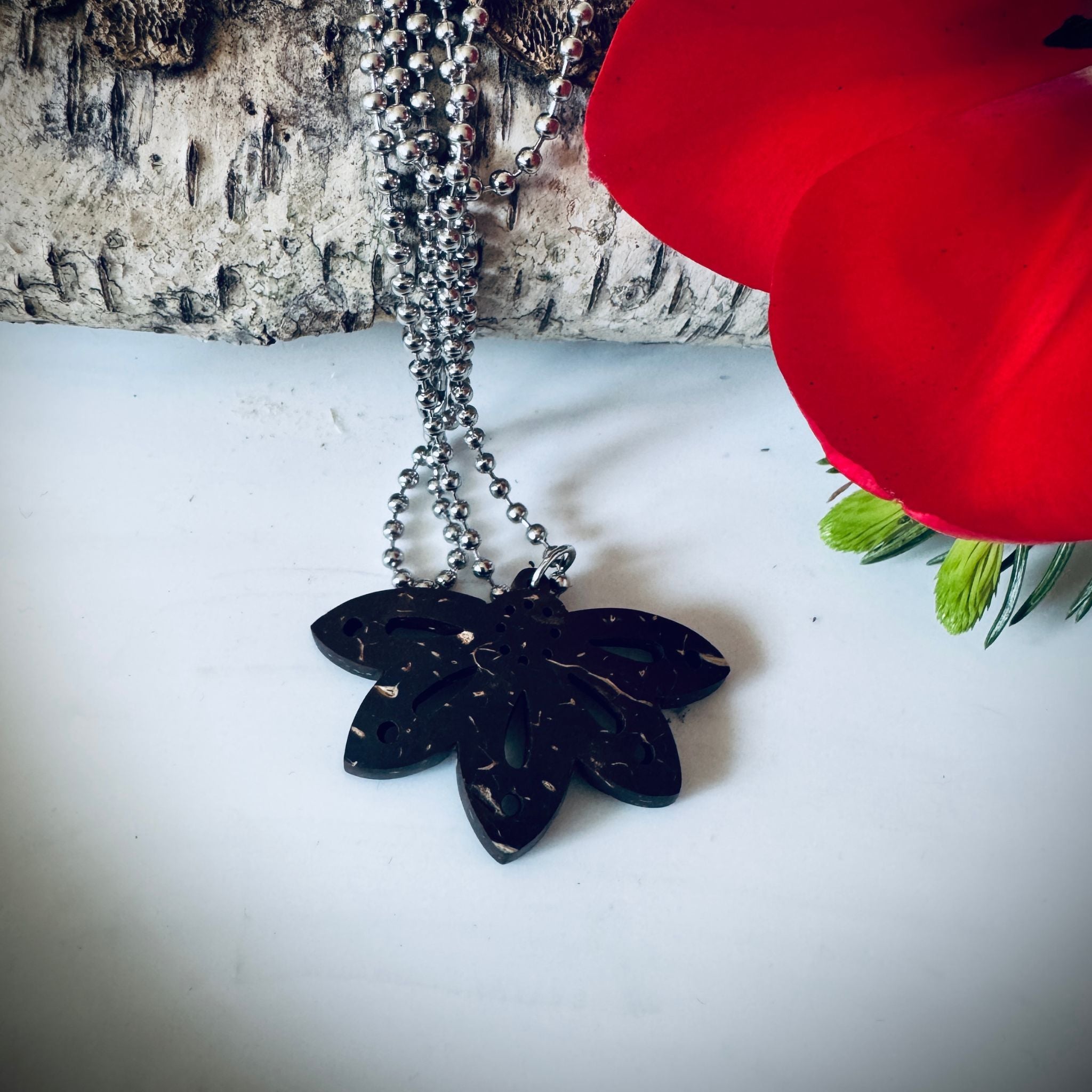 Lootus Pendant Necklace – Coconut Shell Lotus Flower Pendant