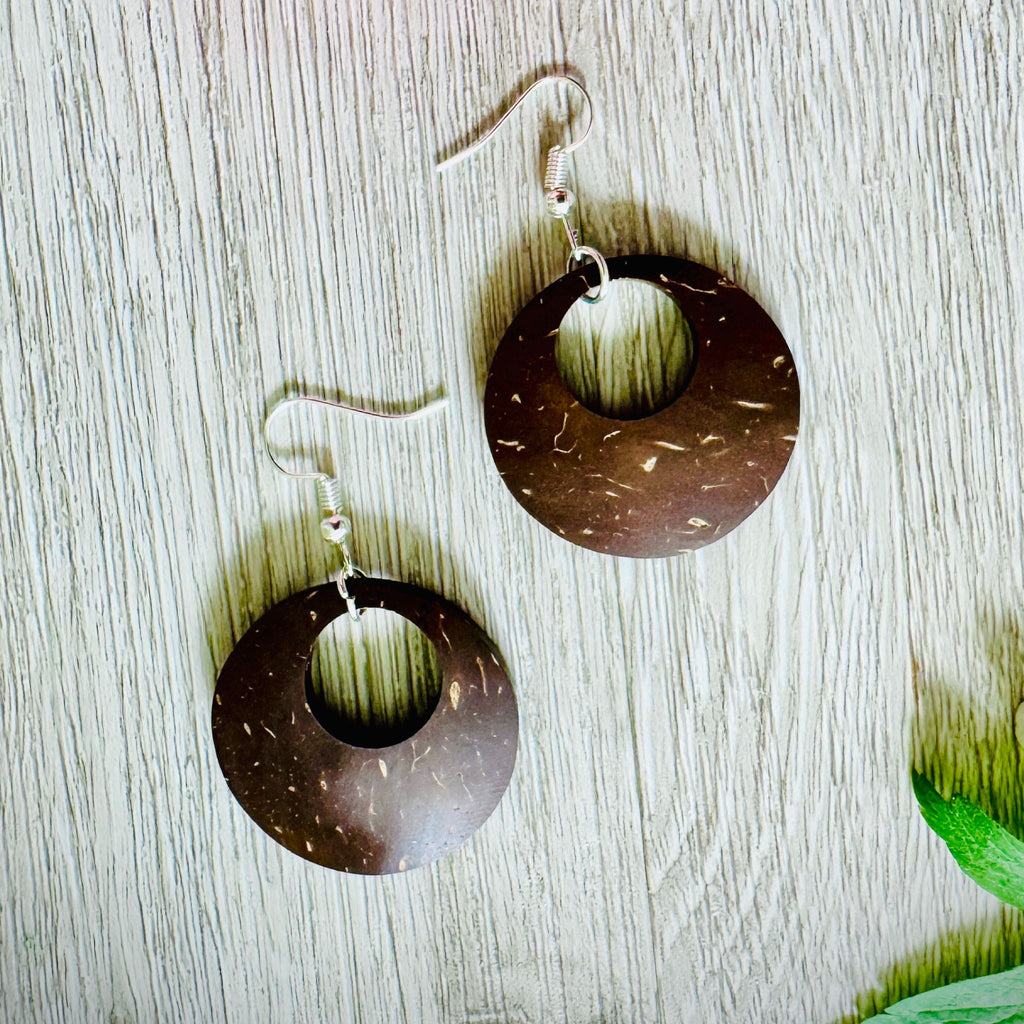 Halo Coco Hoops – Coconut Shell Open Circle Earrings