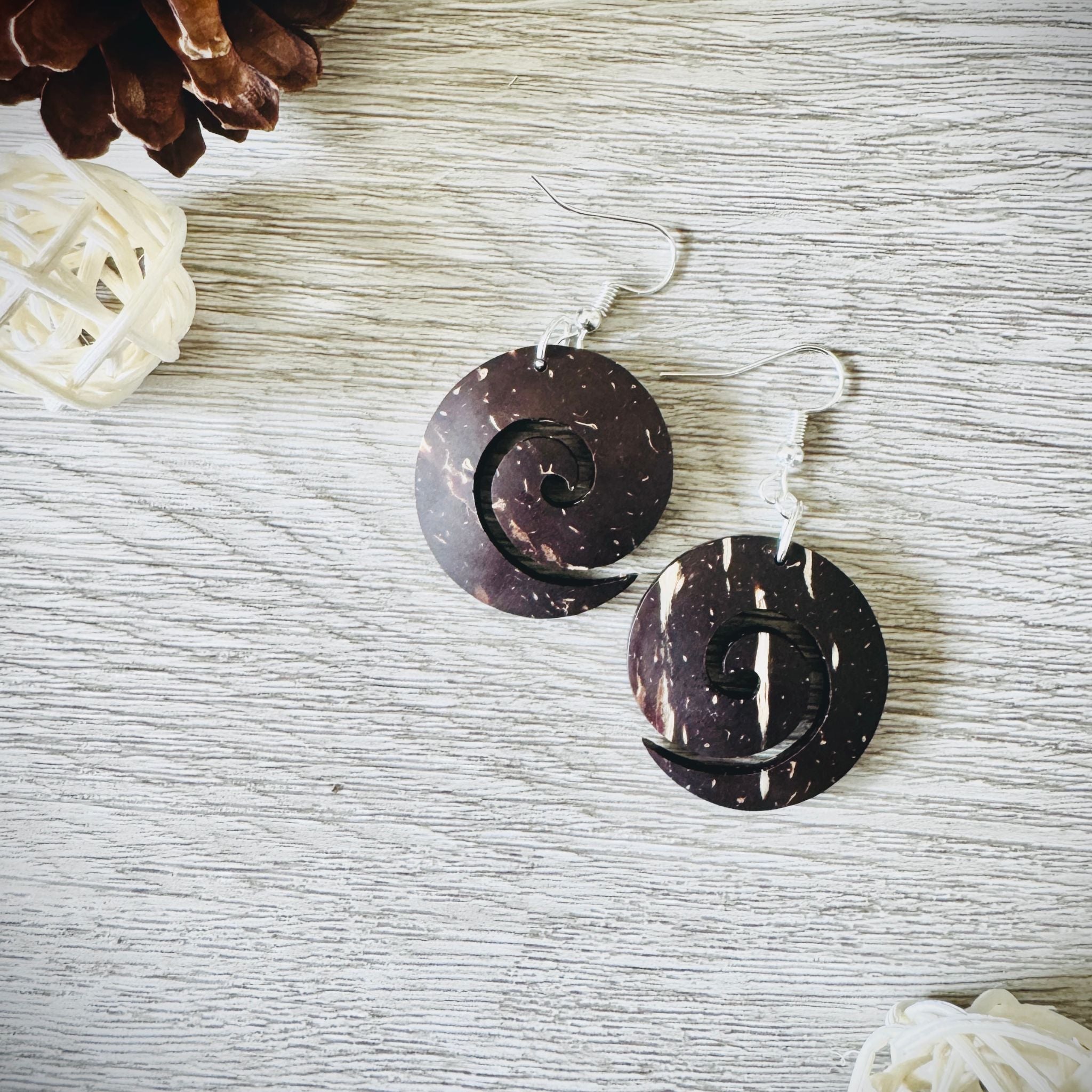 Kierre Earrings – Coconut Shell Spiral Cutout Earrings