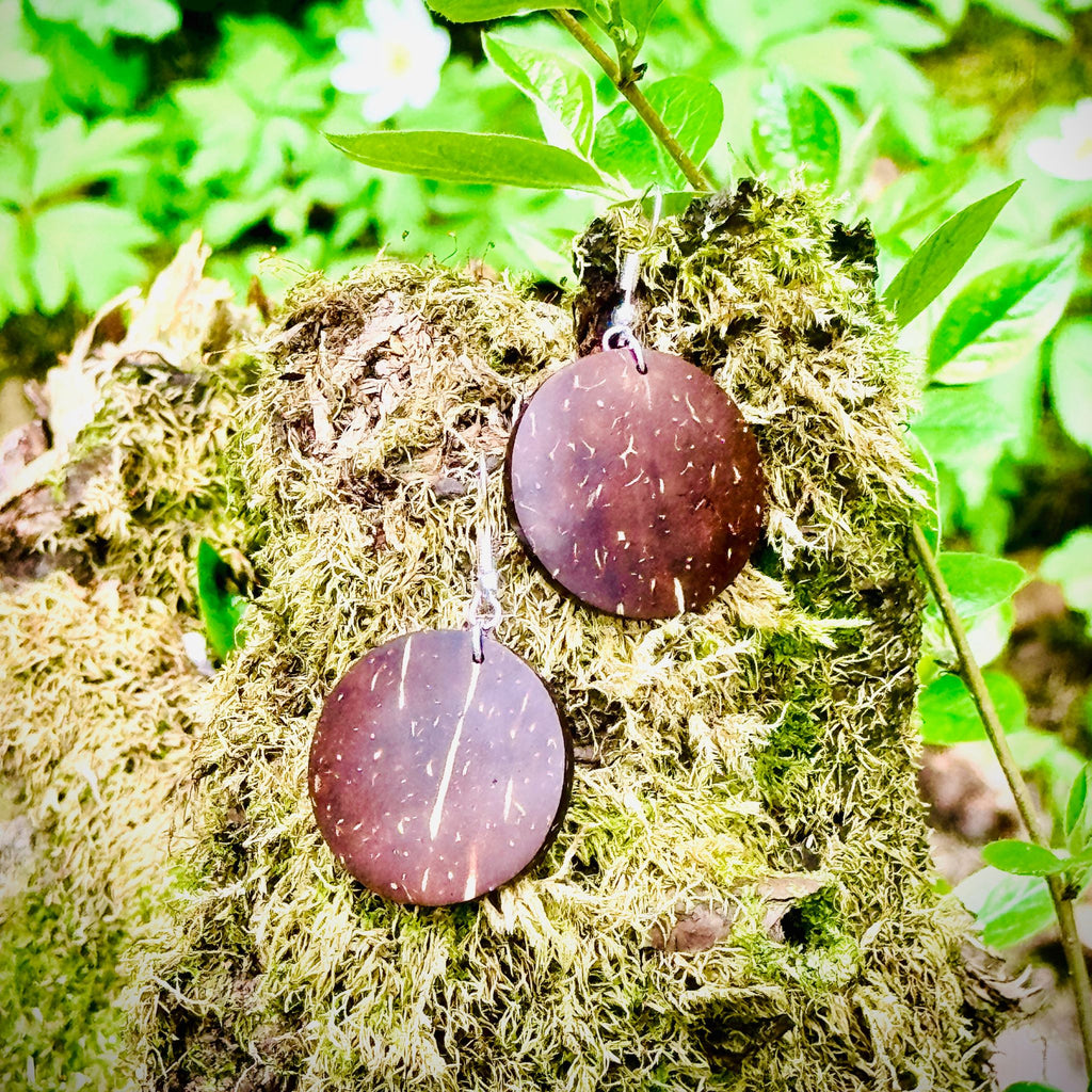 Coconut Shell Round Earrings