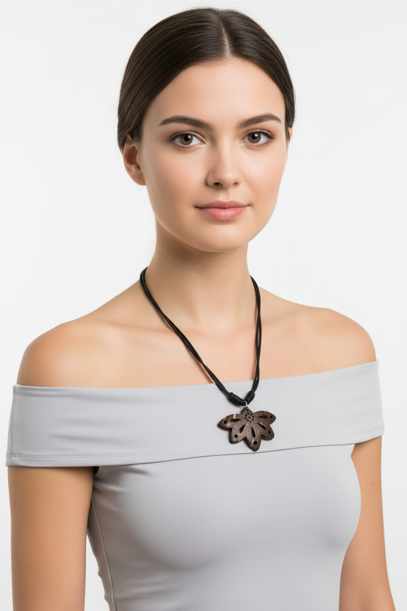 Coconut Shell Lotus Flower Pendant – AI Model